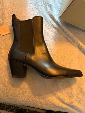 Dolce Vita Black Leather Chelsea Ankle Boot with Block Heel
